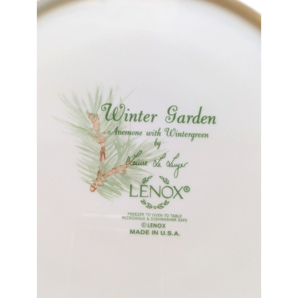 Lenox Winter Garden Anemone w/ Wintergreen Laurie LOT 2 Dinner Plates 11.25" $60 - Picture 6 of 8